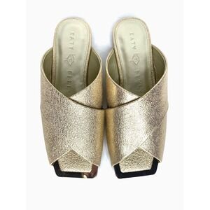 Katy Perry The Checked In Slide Crushed Metallic Champagne 9.5 Summer Beach